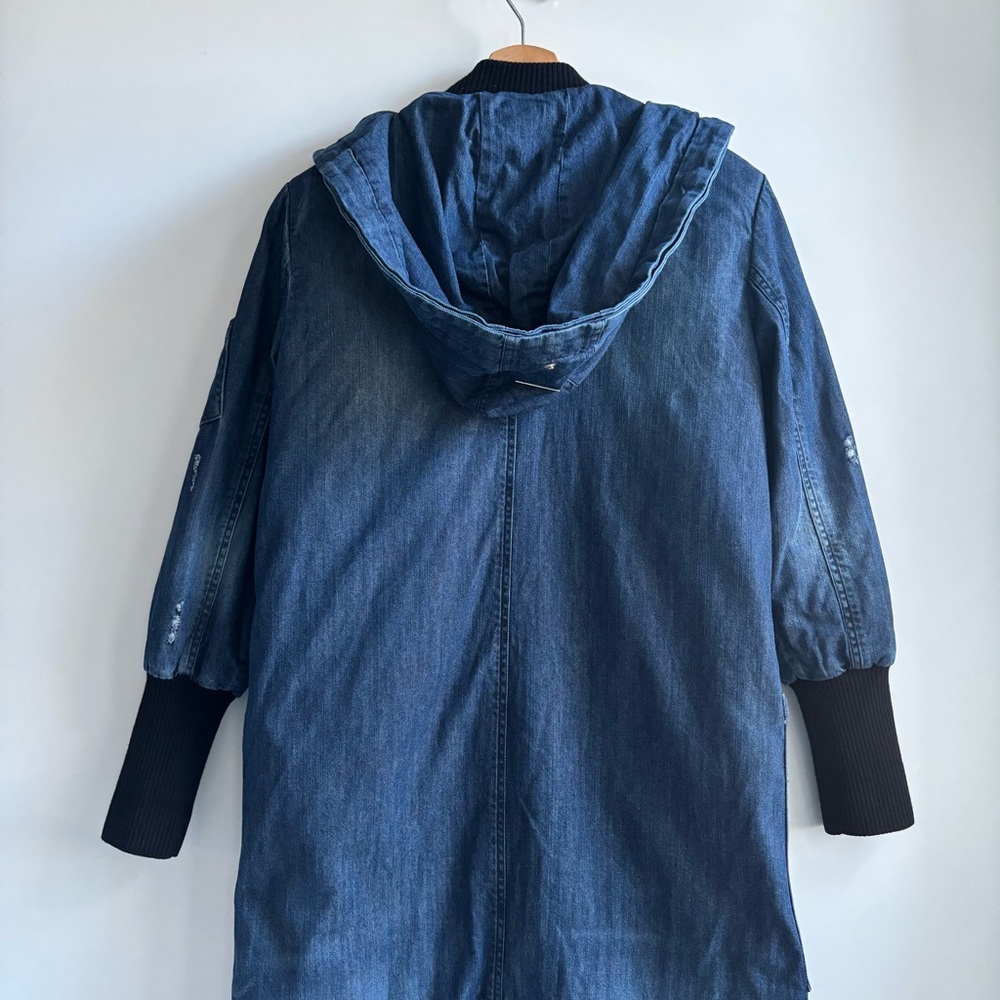 Soia & Kyo Reese Hooded Coat Jacket Blue Denim Coat Size XXS/2 Can Fits to Small - Picture 7 of 17